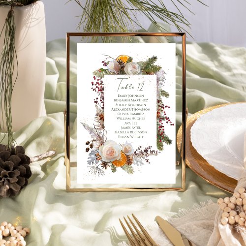 Seating Chart Vintage Winter Foliage Wedding Table Number