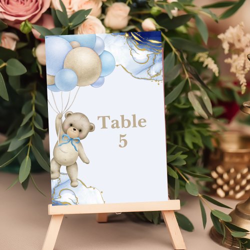 Seating Chart We Can Bearly Wait Blue Balloon Table Number