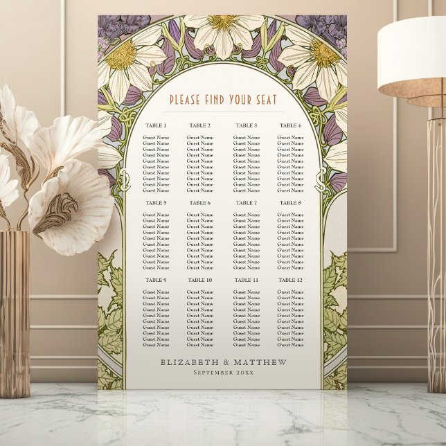 Seating Chart Wedding Art Nouveau Marguerite Daisy Foam Board (Creator Uploaded)