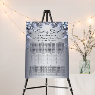 Seating Chart Wedding Party Navy Blue Floral Gray Foam Board