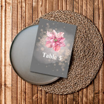 Seating Chart Winter Snowflake Pink Poinsettia Table Number