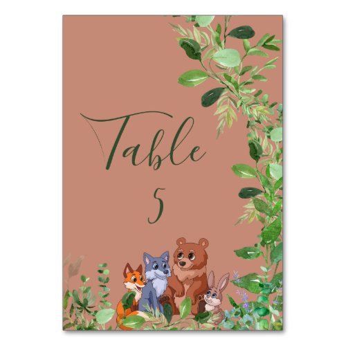 Seating Chart Woodland baby animal friends  Table Number