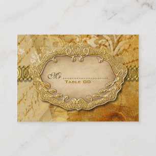 Seating gold brown vintage wedding place card