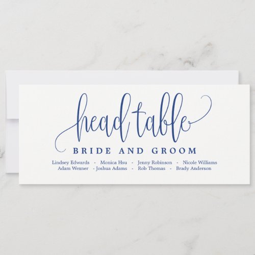 Seating Head Table Card _ Lovely Calligraphy Navy