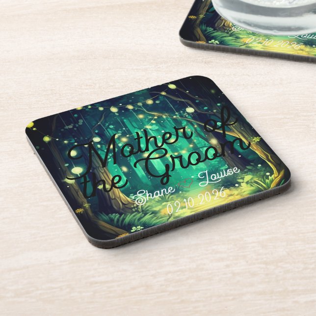 Seating Name Tag Wedding Beverage Coaster (Left Side)