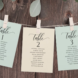 Seating Plan Cards with Guest Names Sage Green,