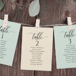 Seating Plan Cards with Guest Names Sage Green,<br><div class="desc">Help your guests find their table with this elegant modern seating plan cards with guests names. Double sided cards so guests can look from both, front or back for their names. Clear space all around giving you the liberty to use clips or punch hole for hanging displays, or use table...</div>