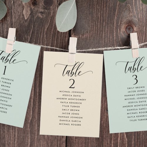 Seating Plan Cards with Guest Names Sage Green