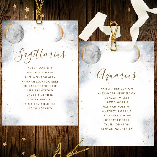 Seating Plan Celestial Table Name with Guest Names