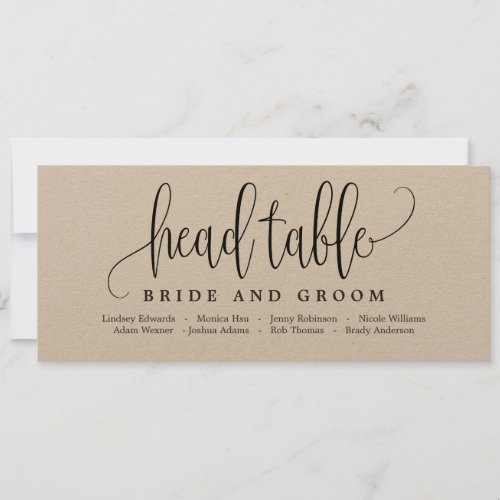 Seating Plan Head Table Card _ Lovely Calligraphy