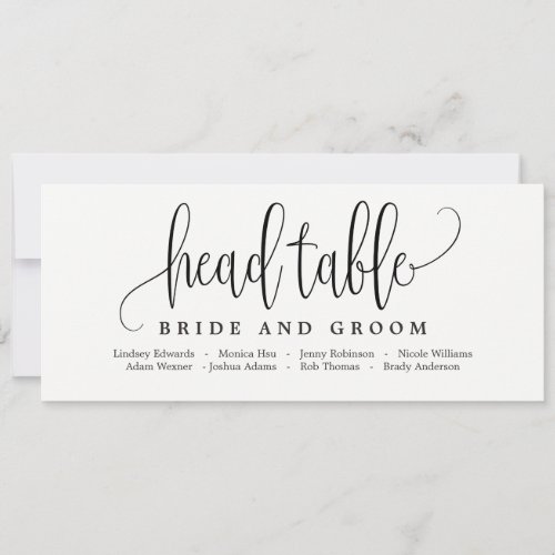Seating Plan Head Table Card _ Lovely Calligraphy
