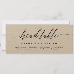 Seating Plan Head Table Card - Modern Script