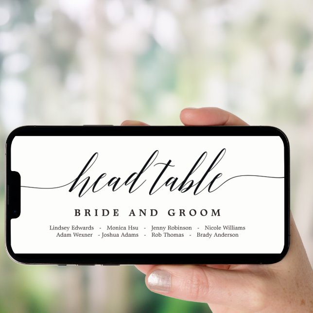 Seating Plan Head Table Card - Modern Script (Front Digital)