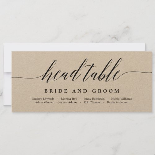 Seating Plan Head Table Card _ Modern Script