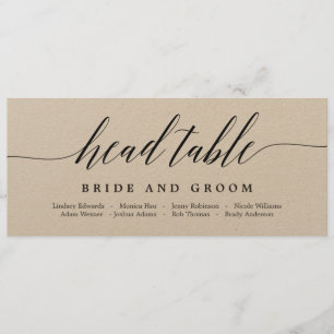 Seating Plan Head Table Card - Modern Script
