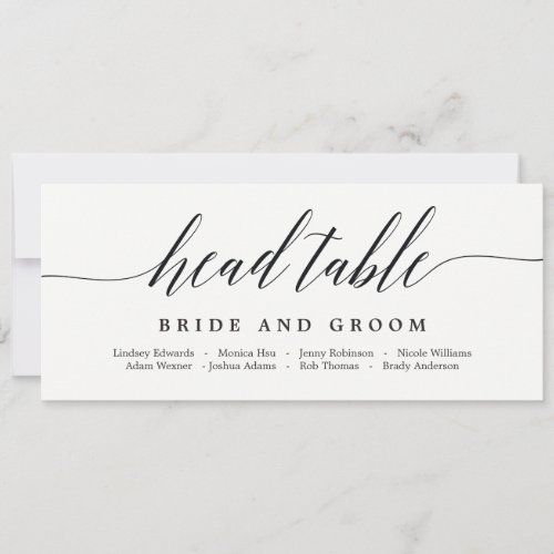 Seating Plan Head Table Card _ Modern Script