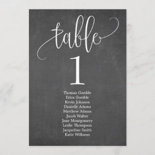 Seating Plan Table Card Lovely Calligraphy