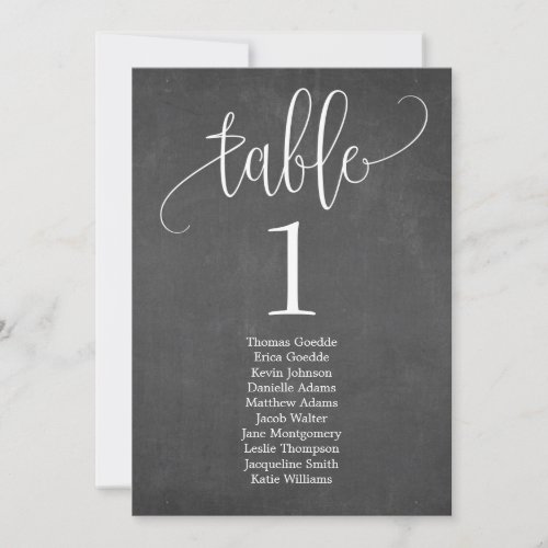 Seating Plan Table Card Lovely Calligraphy