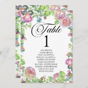 Seating Plan Table Card Lovely Calligraphy