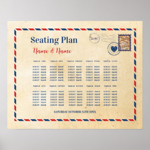 Seating Plan Wedding Postcard Travel Destination  Poster