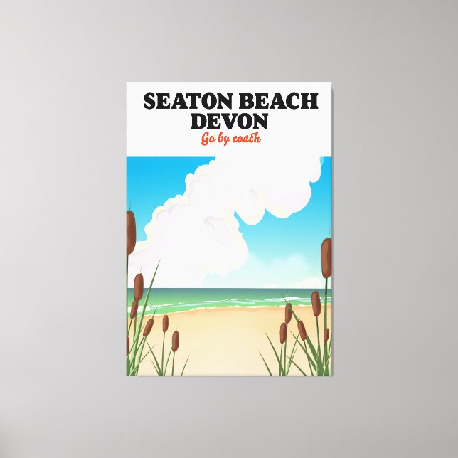 Seaton Beach Dorset travel poster Canvas Print (Front)