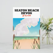 Seaton Beach Dorset travel poster Canvas Print (Standing Front)