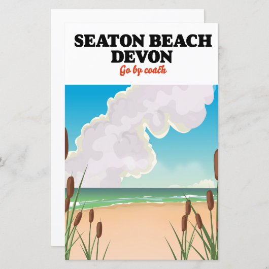 Seaton Beach Dorset travel poster Canvas Print (Front/Back)