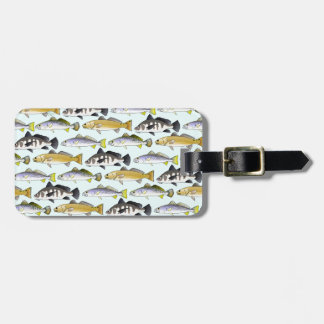 Seatrout and Drum Pattern in blue Luggage Tag