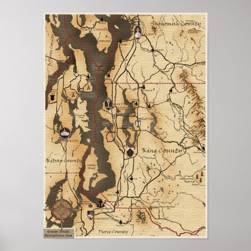 Seattle Area Map Poster