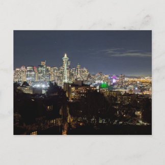 Seattle at Night Holiday Postcard