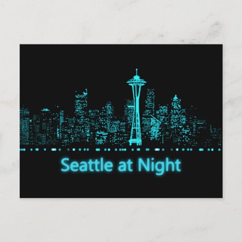 Seattle at Night Postcard