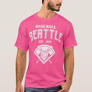 Seattle Baseball Est 1977 Vintage White Text T-Shirt