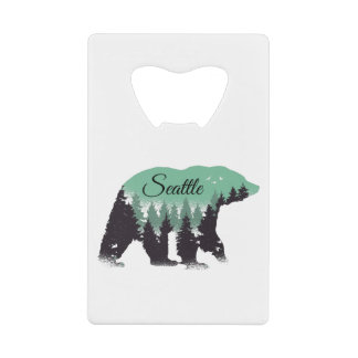 Seattle Bear Forest Credit Card Bottle Opener