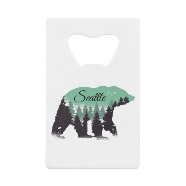 Seattle Bear Forest Credit Card Bottle Opener (Front)