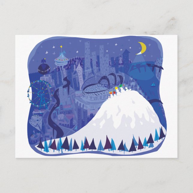 Seattle blank Winter Holiday card, pillow, shirts (Front)