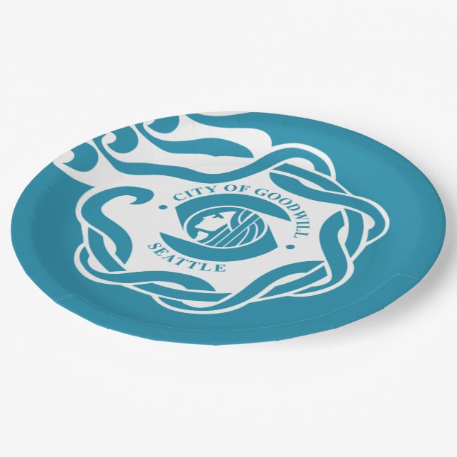 Seattle city flag paper plates (Angled)