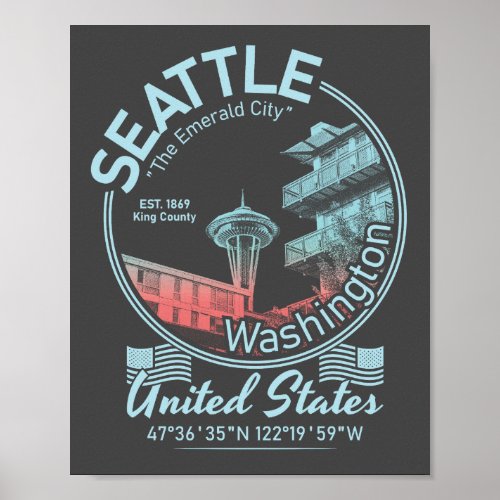 SEATTLE CITY ICON _ WASHINGTON VINTAGE POSTER