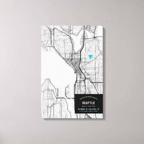 Seattle City Map  Mark Your Location Canvas Print