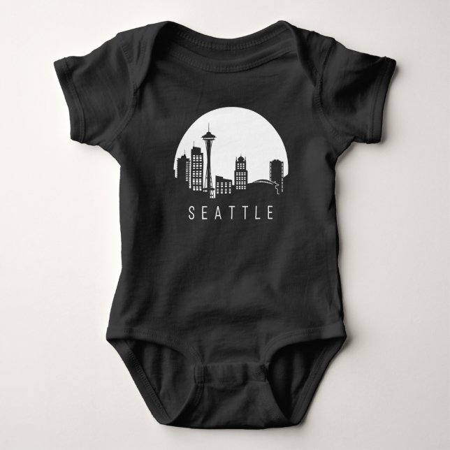 Seattle City Skyline Baby Bodysuit (Front)