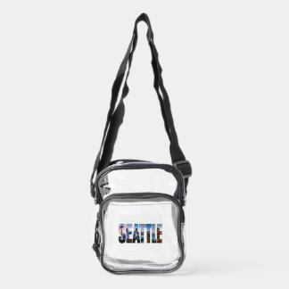 Seattle City Skyline Iconic Seattle Landmarks Clear Crossbody Bag