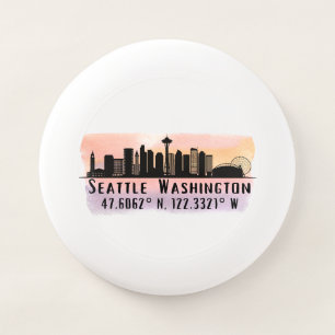 Seattle City Skyline Latitude and Longitude Wham-O Frisbee