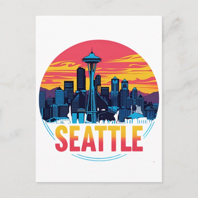Seattle City Skyline Postcard (Front)