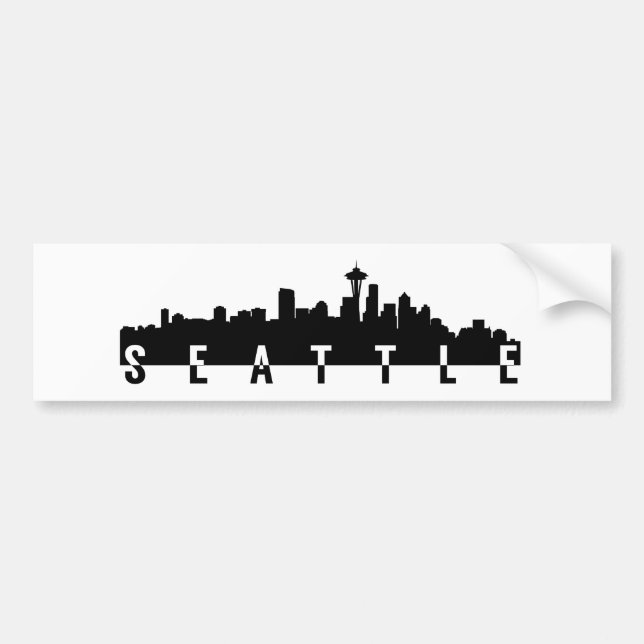 seattle city skyline silhouette black shape americ bumper sticker (Front)