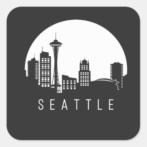 Seattle City Skyline Square Sticker