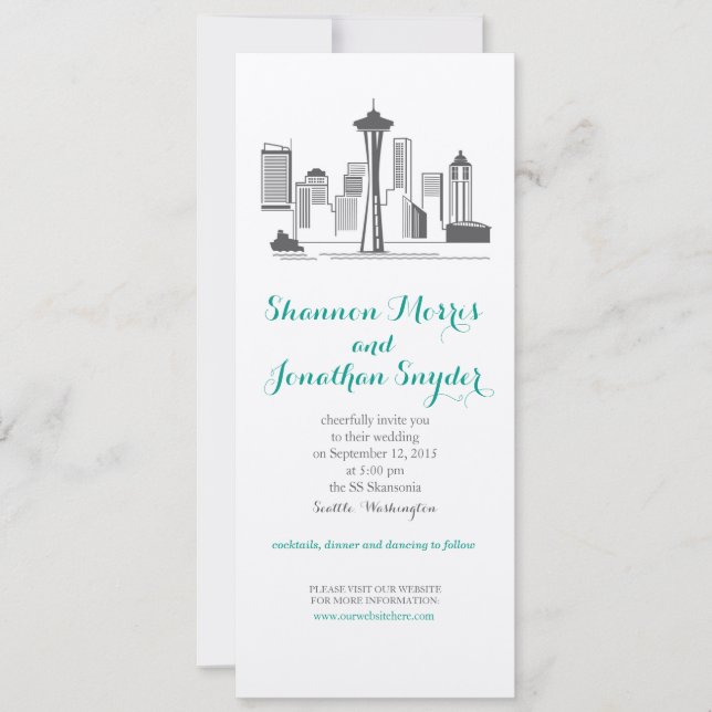 Seattle City Skyline Wedding Invitation (Front)