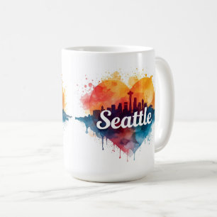 Seattle City watercolor Skyline Coffee Mug