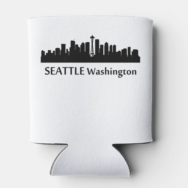 Seattle Cityscape Skyline Can Cooler (Back)
