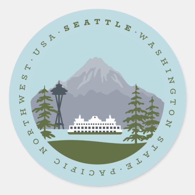 Seattle  classic round sticker (Front)