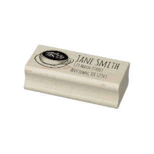 Seattle Coffee Cup Latte Personalized Address Rubber Stamp