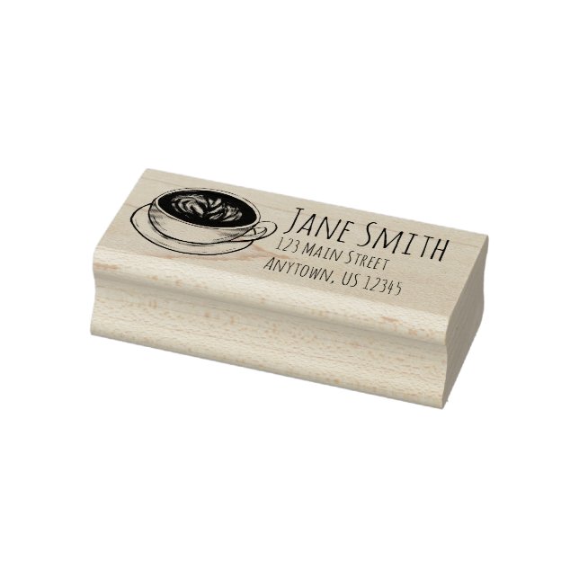Seattle Coffee Cup Latte Personalized Address Rubber Stamp (Stamp)